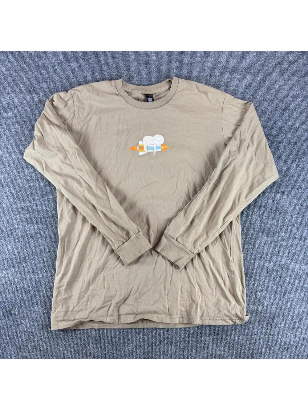AS Colour Rocket Sloth Tan‎ Brown Long Sleeve T-Shirt Large - Casual